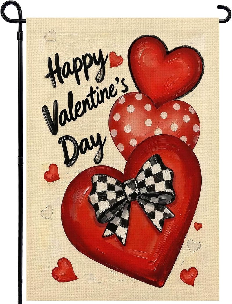 Agroon Valentines Day Garden Flag 12x18 Inch Love Heart Double Sided Flag for Anniversary Wedding Yard Outdoor Decoration - Image 1